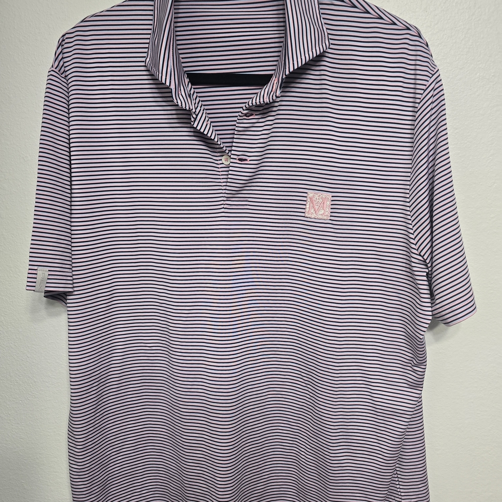 Ralph Lauren Navy and White Striped Polo Shirt